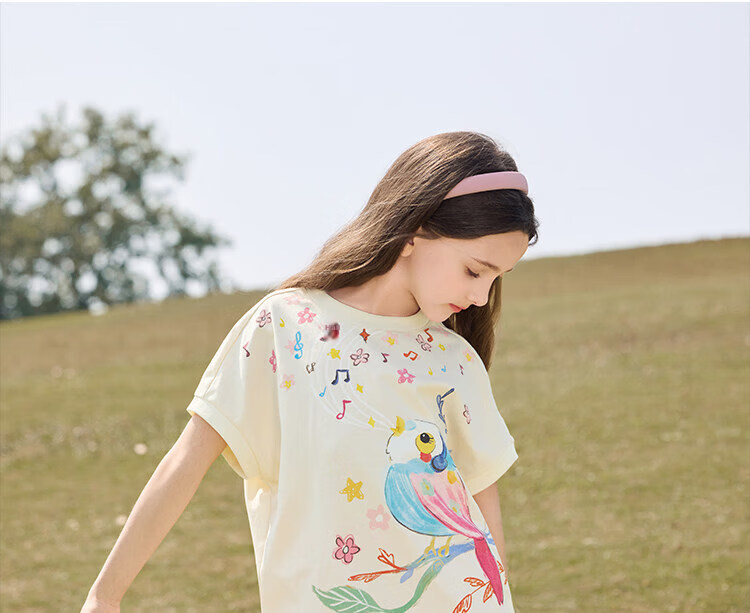CHANZUIGOU (CHANZUIGOU) [7A Antibacterial Cooling] Girls Printed Set 2026 Summer New Children's Short Sleeve Pants Sports Two-Piece Set 29